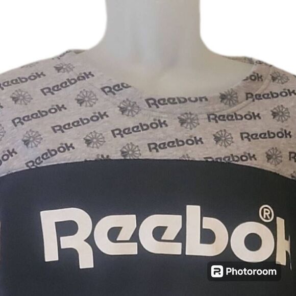 Modern Vintage 90s Style Reebok Pullover Crewneck Sweatshirt Large Gray/Black - Picture 2 of 6